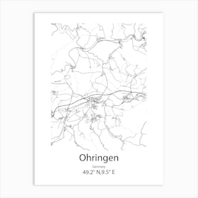 Ohringen,Germany Minimalist Map Art Print