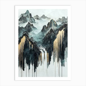 Aconcagua's Golden Peaks - Artistic Modernism Art Print