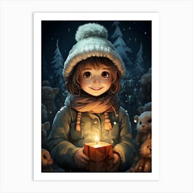 Little Girl Holding A Candle Art Print