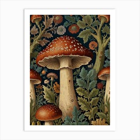 Mushrooms In The Forest Style William Morris 1 Art Print