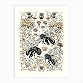 Buzzing Bees 2 William Morris Style Art Print