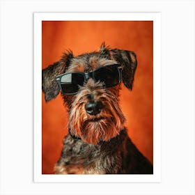 Schnauzer Wearing Sunglasses. Generated AI. Art Print Póster