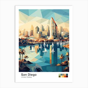San Diego, Usa, Geometric Illustration 3 Poster Art Print