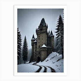 Castle In The Snow Shadow of the Carpathian Keep Art Print