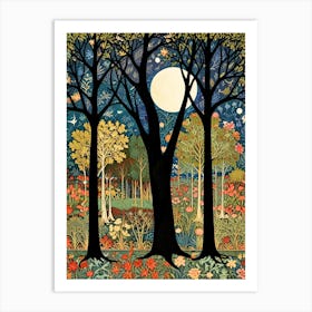 William Morris Moonlight In The Woods 60 Art Print