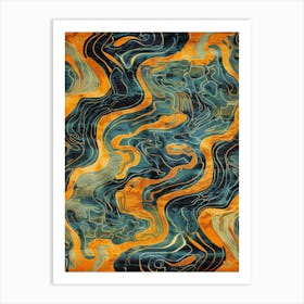 Blue And Orange Swirls Art Print