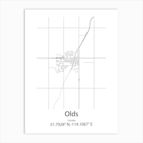 Olds,Canada Minimalist Map Art Print