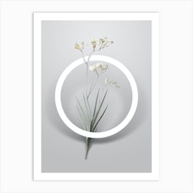 Vintage Freesia Minimalist Flower Geometric Circle on Soft Gray n.0135 Art Print