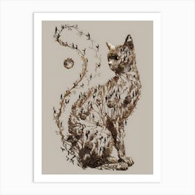 Cat With Birds Art Print