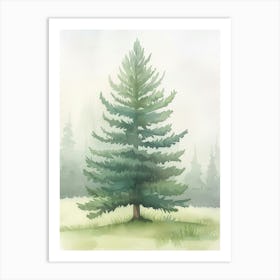 Spruce Tree Atmospheric Watercolour Painting 2 Art Print