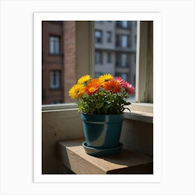 Gerbera Flower On Window Sill Art Print