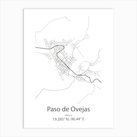 Paso De Ovejas,Mexico Minimalist Map Art Print