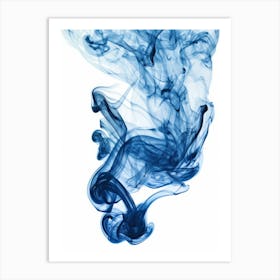 Blue Smoke On White Background Photo Art Print