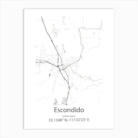 Escondido,United States Minimalist Map Art Print