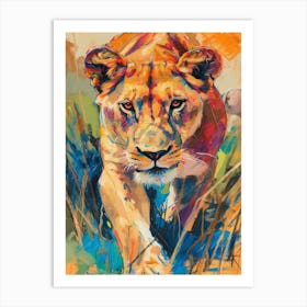Southwest African Lioness On The Prowl Fauvist Painting 3 Art Print