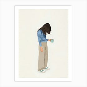 Girl With A Cup Of Coffee 1 Art Print