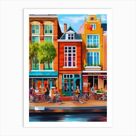 The city of Amsterdam, Netherlands, streets, cafes, passing by, the beauty of summer, oil colors.7 Art Print