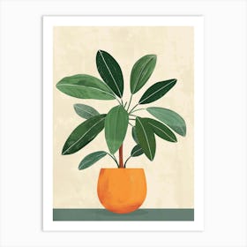 Money Tree Plant Minimalist Illustration 1 Art Print
