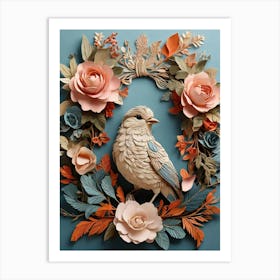 Bird In A Wreath 16 Art Print