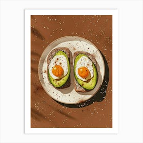 Avocado On Toast Illustration 1 Art Print