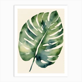 Abstract Watercolor Tropical Leaf 3 Art Print