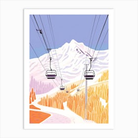 Jackson Hole Mountain Resort   Wyoming, Usa, Ski Resort Pastel Colours Illustration 2 Art Print