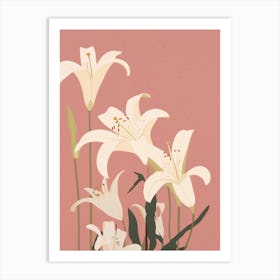 Lilies Flower Big Bold Illustration 3 Art Print