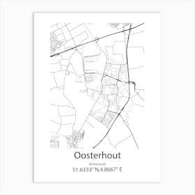 Oosterhout,Netherlands Minimalist Map Art Print