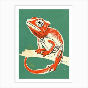 Red Senegal Chameleon Block 2 Art Print