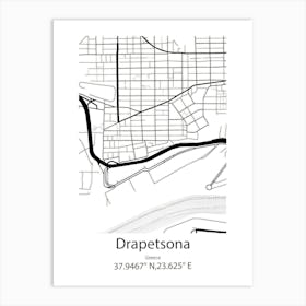 Drapetsona,Greece Minimalist Map Art Print