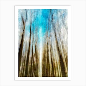 Falling Snow In Woodlands Art Print