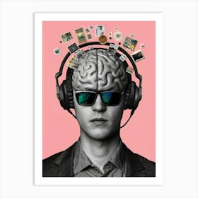 Man With Headphones 7 Art Print