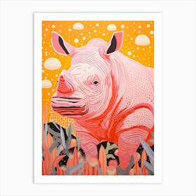 Pink Abstract Geometric Rhino 1 Art Print
