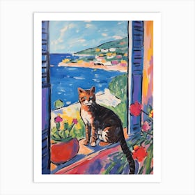 Painting Of A Cat In Saint Tropez France 2 Art Print