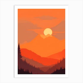 Misty Mountains Vertical Composition In Orange Tone 371 Art Print