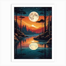 Full Moon In The Forest 1 Art Print