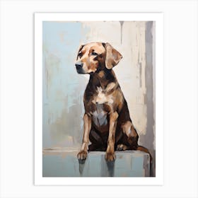 Labrador Retriever Dog, Painting In Light Teal And Brown 0 Art Print