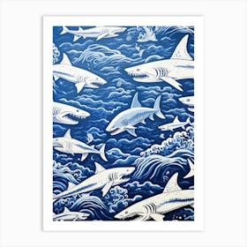 Sharks In The Sea Art Print