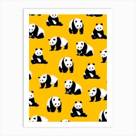 Panda Pattern Yellow Art Print