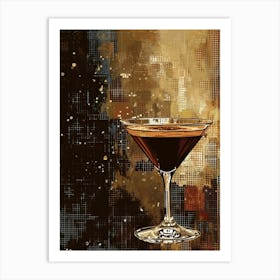 Espresso Martini Watercolour Linework Illustration 2 Art Print