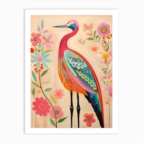 Pink Scandi Crane 4 Art Print