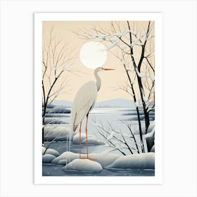 Winter Bird Painting Egret 3 Art Print
