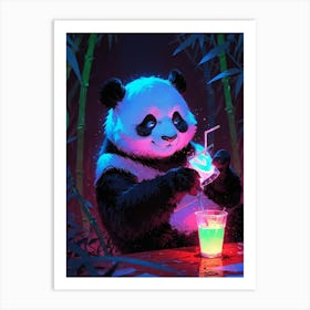Panda Bear Drink Art Print