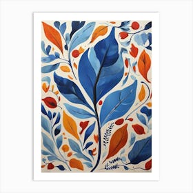 Blue Leaves art print Art Print