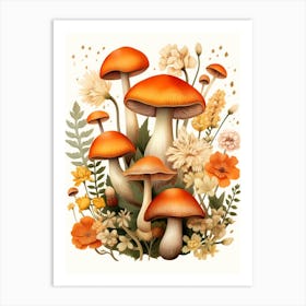 Fall Mushroom Illustration 2 Art Print