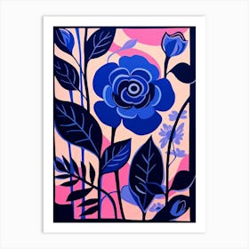 Blue Flower Illustration Rose 4 Art Print