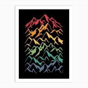 Retro Mountains Lines Art Print