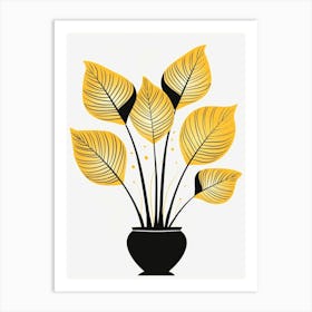 Yellow Leaves In A Vase Art Print