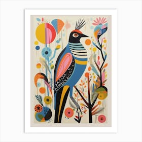 Colourful Scandi Bird Grouse 2 Art Print