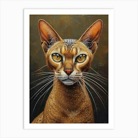 Abyssinian Cat Relief Illustration 3 Art Print